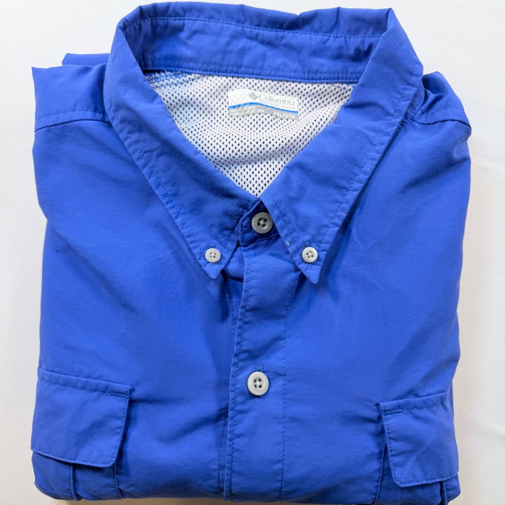 Columbia PFG Bahama II Fishing Shirt Men XXL Blue Omni Shade Vented Short Sleeve - Picture 11 of 11